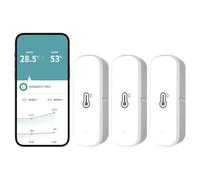 WiFi Hygrometer Thermometer Sensor, Indoor Outdoor Temperature Humidity Monitor with Remote App Notification Alarm, No Hub Required, Compatible with Tuya Smartlife App (3-Pack)