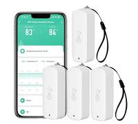WiFi Hygrometer Thermometer Sensor: Wireless Smart Temperature Humidity Monitor with App Notification Alert, Data Storage Export, Calibration Function, Compatible with Alexa (White-4Pack)