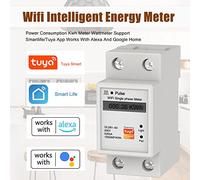 WiFi Intelligent Single Phase Energy Meter Compatible with Tuya App - 2P Structure Metering Device for Voltage Current Active Power and Electricity Consumption Monitoring