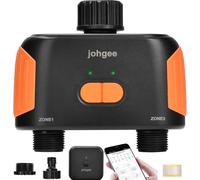 WiFi Irrigation Computer with 2 Independent Outputs, Johgee Smart Water Timer with App/Voice Control, Automatic Garden Irrigation Timer for Garden, Waterproof IPX5,Black