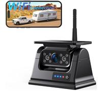 WiFi Magnetic Solar Wireless Backup Camera, 10500 mAh Rechargeable 1080P Reversing Camera for Truck RV Trailer Car, DVR Recording Night Vision IP69 Waterproof, App for iPhone iOS Android AP1 DVKNM