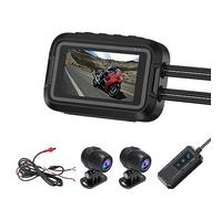 WiFi Motorcycle Dashcam Camera, 3Inch Full HD Dual 1080P 30fps Video Recording, All IP66 Waterproof, Professional Motorbike Driving DVR for Outdoor Cycling, Adventure, Travel (Color : 3Inch Screen Ve