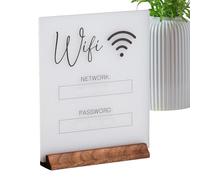WiFi Password Sign - Business WiFi Board With Wooden Base, WiFii Signage With Wooden Base For Hotel, Acrylic Sign Board | WiFii Signs For Home, Guests, Hosts, Home Commerce Centerpieces Decor