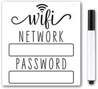 WiFi Password Sign with Wet Erase Marker, Magnetic Fridge Board, 12 x 12.7 cm, White and Black