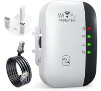 WiFi Range Extender, WiFi Signal Booster Wireless Signal Amplifier 2.4GHz 300Mbps Band up to Internet Range Booster with Integrated Antennas LAN Port, Easy Setup (White)