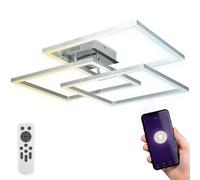 WiFi Remote Chrome Aluminium 48W CCT RGB LED Ceiling Light B.K.Licht Silver One Size
