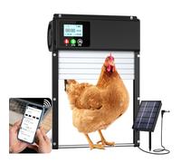 WiFi Remote Control Automatic Chicken Coop Door Solar Powered,Electric Automatic Chicken Door Opener with Timer & Light Sensor Setting with LCD Display Aluminum Door Anti-Pinch Design