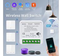 Wifi RF 433MHz Smart Switch Tuya Smart Life Alexa Google Alice Voice Control Remote Wireless Wall Panel Module for Led Lighting 1Gang Switch