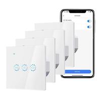 WiFi Roller Shutter Switch, Blind Switch with Percentage Control, Smart LED Blind Switch Requires Zero Conductor, App Remote Control and Timing Function, Compatible with Alexa, Google (4 Pieces)