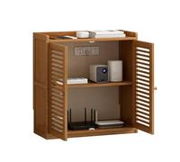 WiFi Router Cabinet with Double Shelves, Freestanding Storage Organizer and Hidden Box for Modem, Home Office Media Console