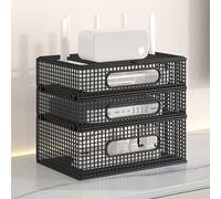 WiFi Router Hidden Box, Media Router Storage Cabinet, Power Strip Cable Management Hider Organizer, Clip Design for Easy Disassembly, Not Easily Deformed(Black,27cm/10.6in)