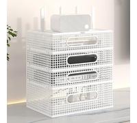 WiFi Router Hidden Box, Media Router Storage Cabinet, Power Strip Cable Management Hider Organizer, Clip Design for Easy Disassembly, Not Easily Deformed(Gold,34cm/13.4in)
