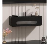WiFi Router Hidden Box Media Storage Cabinet with Power Strip and Cable Management for Home and Office Wooden Design