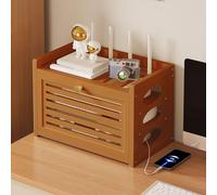 WiFi Router Hidden Storage Box, Cable Management Organizer for Power Strips & Wires, Stylish Home & Office Decor (Brown, 40.5cm/15.9in)