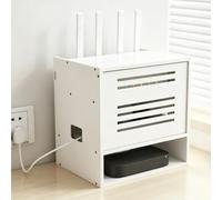 WiFi Router Storage Box, Cable Management Cabinet, Wooden Modem Organizer Shelf with Ventilation Openings, Smart Home Devices and Network Equipment
