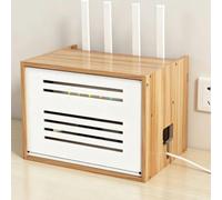 WiFi Router Storage Box, Cable Management Cabinet, Wooden Modem Organizer Shelf with Ventilation Openings, Smart Home Devices and Network Equipment