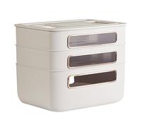 WIFI Router Storage Box Cable Management Organizer Versatile Socket Desktop Clear Window Modern Style Plastic 31.5x26x22cm (Beige)