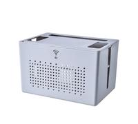 WiFi Router Storage Box Desktop Socket Wire Organizer TV Set Top Rack Power Strip Hidden Finishing(Grey)