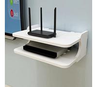 WiFi Router Storage Box, Double Layer Floating Wall Shelf Punch-free TV Box Wall Mounted Cable Box Shelf Wall Decor