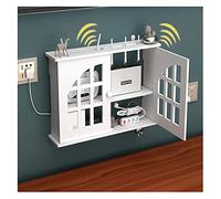 Wifi Router Storage Box Wall Hanging, Cable Management Boxes, Router Shelf, Cable Hide Floating Shelves for TV Components Cable Hide, Wood Plastic Router Shelf Home Decorative B