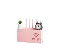 WiFi Router Storage Box Wall Mounted Storage Box, Wireless WiFi Set-top, Router Rack, Non Perforated(Pink)