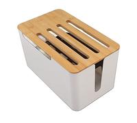 WiFi Router Storage Box with Cover, Neatly Organize TV Accessories, Large Space Multi Hole Bit Router Organizer