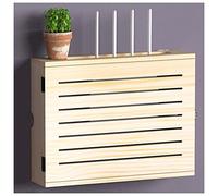 WiFi Router Storage Box - Wooden Organizer for Modem and Cable Management - Wall Mount Design for Home and Living Spaces