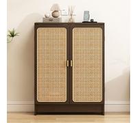 WiFi Router Storage Cabinet,Freestanding Organizer with Door, Bamboo Router Shelf Box Cabinet for Living Room Bedroom, Functional and Stylish Design