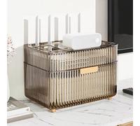WiFi Router Storage Cabinet, WiFi Box Hider Rack, Desktop Network Equipment Organizer, Multi-Layer Storage Box, Does Not Block Signals, Home Office Decoration(Brown,20cm/7.9in)