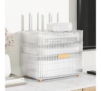 WiFi Router Storage Cabinet, WiFi Box Hider Rack, Desktop Network Equipment Organizer, Multi-Layer Storage Box, Does Not Block Signals, Home Office Decoration(White,26cm/10.2in)
