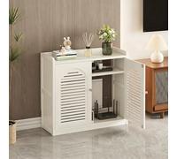 Wifi Router Storage Cabinet with Adjustable Shelves Floor Standing Router Storage Box Cable No Back Panel Management Hider Box Modem Organizer Box for Home Office,Black,W59xH67cm