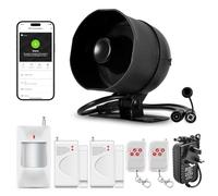 WiFi Security Burglar Door Alarm System Kit for Garage Shed House Hotel Shop Apartment, Weatherproof Siren Horn with Remote Control Door Contact Sensor,Motion Sensor,Loud Up to 120db