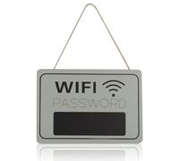 WiFi Sign, 2PCS Wall Hanging Password Chalkboard Retro Display Signage Blackboard for Coffee Shop Bookstore (Gray)