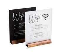 WiFi Sign, Custom WiFi Password Acrylic Sign For Business Black White 6.5x7.75 inches