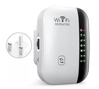 WiFi signal booster, wireless router amplifier and repeater, UK standard plug, suitable for homes, hotels and other places; easy to install and suitable for large spaces. (White)