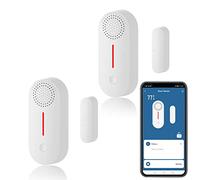 WiFi Smart Door Sensor, Wireless Door Window Sensor Alarm, Mini Contact Sensor for Home Security, Push Notification, Volume Adjustable, Timer, Compatible Alexa/Google Assistant.2 Pack