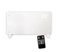 WiFi Smart Electric Glass Panel Heater 1500W/2000W - Wall Mounted & Freestanding Slim Radiator, App & Remote Control, 24H 7-Day Timer, Open Window Detection, Black/White (White, 2000w)