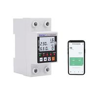 WiFi Smart Energy Meter AC 63A 80-300V WiFi Smart Earth Leakage Over Under Voltage Protector Circuit Breaker Din Rail Electricity Energy Monitor APP Remote Control Smart Life 230V