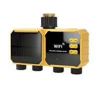 WiFi Solar Irrigation Timer with Rain Sensor, Outdoor Smart Water Controller, G3/4" Imperial Thread Inlet/Outlet, APP Remote Control, Solar & USB-C Rechargeable for Garden Drip Sprinkler System