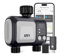 WiFi Sprinkler Timer 2 Zone, Unistyle Programmable Smart Water Timers 2 Outlet, WiFi Irrigation Controller with Rain Delay, Auto Mode Manual Mode, Outdoor Hose Timer for Patio Lawns, Yards and Garden