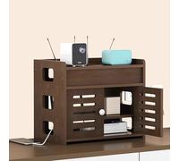 WiFi Storage Box,WiFi Router Box with Cabinet Door,no Signal Blocking, Easy to Install,for Bedroom, Living Room.(Brown)