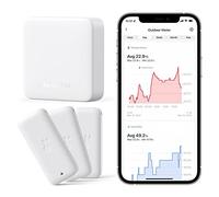 SwitchBot WiFi Thermometer Hygrometer 3 Pack with Hub Mini, IP65 Indoor Outdoor Thermometer Wireless, Humidity/Temperature/Dewpoint/VPD/Absolute Humidity Sensor with Smart Alerts, Works with Alexa
