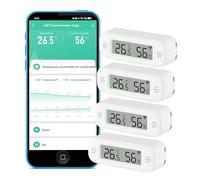 WiFi Thermometer Hygrometer: Smart Temperature and Humidity Sensor, Real-time Monitor, App Notification, Digital Indoor Temperature Sensor, Compatible with Alexa/Google Home (4 Pack)