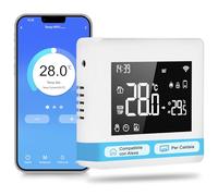 WiFi Thermostat, Programmable Boiler Thermostat, Smart 503 Wall Mounted LCD Digital Touchscreen for Alexa and Google Assistant, Battery, 3A, White