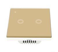 WiFi Touch Switch, Smart Light Switch WiFi 2 Gang 1 Way WiFi Smarts Touch Wall Switchs Voice/APP Sharing Switchs For Tuya Smarts Life App(Gold)
