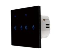 WiFi Touch Wall Switch 2 Gang Glass Panel for App Remote Voice Control Compatible with For Alexa Home 10A 100-240V Neutral Live Wire Required Black Modern Light(4 Gang-Black)