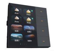 WiFi Touch Wall Switch 3.5 Inch Display 4 Groups 8 Scenarios Voice Control for Alexa Google Assistant for Smart Life App Remote Management(Black)