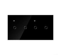 WiFi Touch Wall Switch Compatible with for Tuya App Remote and Voice Control via or Google Home, Tempered Glass Panel, Live Wire Control, UK FR Standard, 2 Gang Black for Home Lighting(4gang)