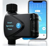 WiFi Water Timer with Built-in Flow Meter, Smart Hose Pipe Timer No Hub Required, App Control Watering Timer with Volume Watering, Rain Delay, IP65 for Garden Tap Lawn Greenhouse