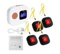 WiFi Wireless Caregiver Pager with Call Buttons for Elderly Monitoring APP Remote Control Nurse Call Button System LCD Display Screen with Receiver and SOS Call Buttons (Only Supports Wi-Fi 2.4GHz)